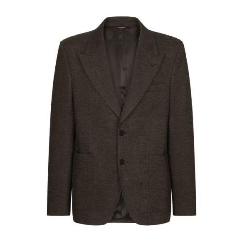 Dolce & Gabbana Brun Rutig Stickad Blazer Brown, Herr