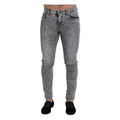 Dolce & Gabbana Grå Slim Fit Stretch Denim Jeans Gray, Herr