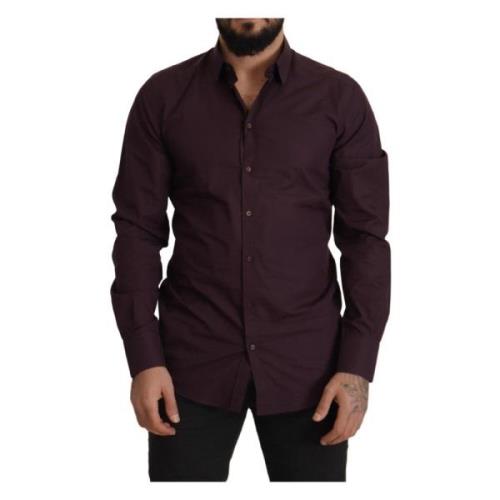 Dolce & Gabbana Lila Bomull Slim Fit Skjorta Purple, Herr