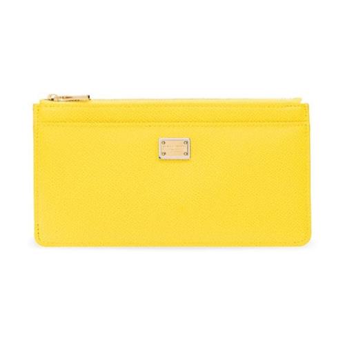 Dolce & Gabbana Plånbok i läder med logotyp Yellow, Dam