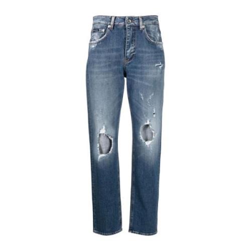 Dolce & Gabbana Blå Slitna Straight Jeans Blue, Dam