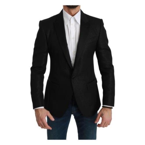 Dolce & Gabbana Svart Slim Fit Martini Blazer Black, Herr