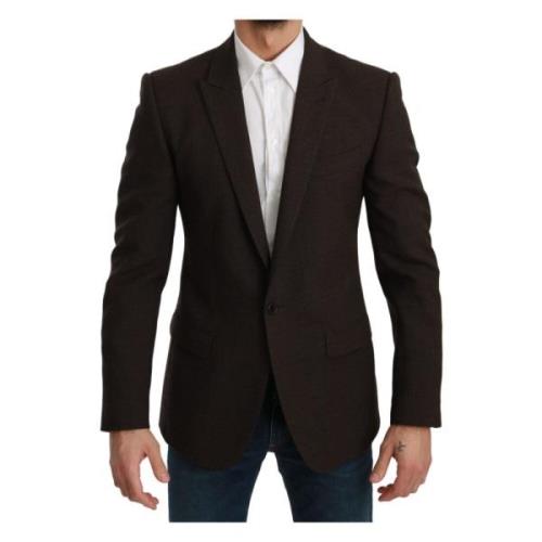 Dolce & Gabbana Brun Slim Fit Coat Jacket Martini Blazer Brown, Herr
