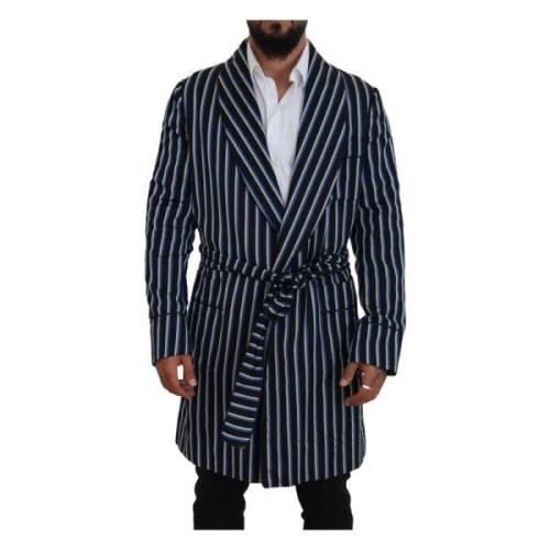 Dolce & Gabbana Black Blue Martini Printed Lining Robe Black, Herr