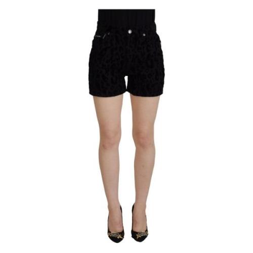 Dolce & Gabbana Black Denim Cotton Stretch Hot Pants Shorts Black, Dam