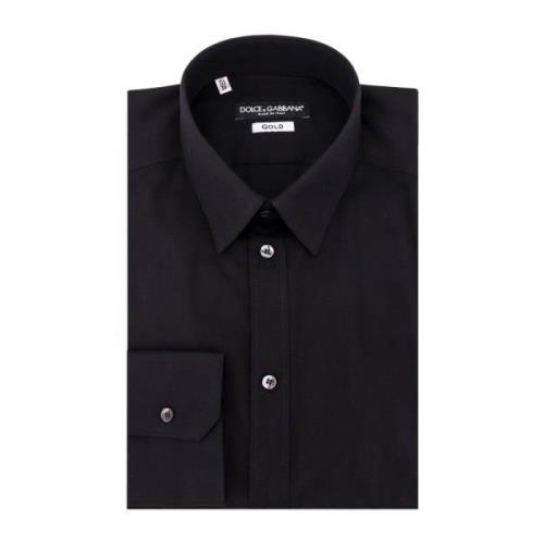 Dolce & Gabbana Svart Bomullsskjorta med Slim Fit Black, Herr