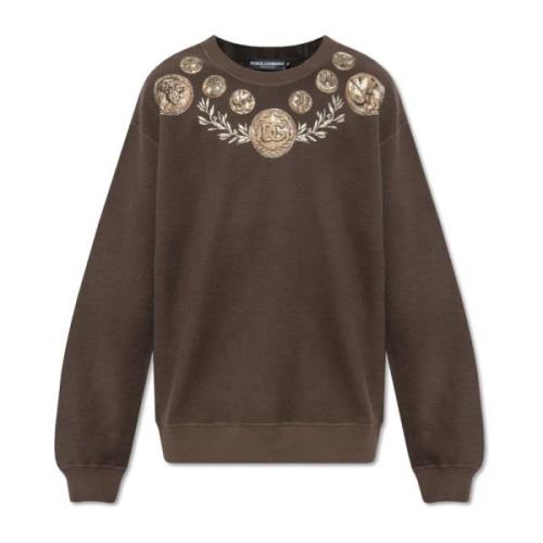 Dolce & Gabbana Printed sweatshirt Brown, Herr