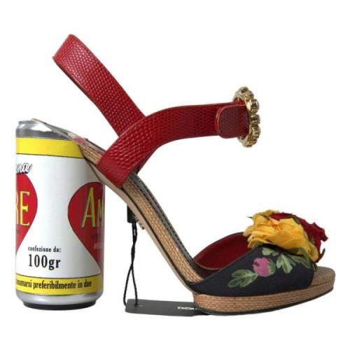 Dolce & Gabbana Multifärgad kristall läder Amore klack sandaler Multic...