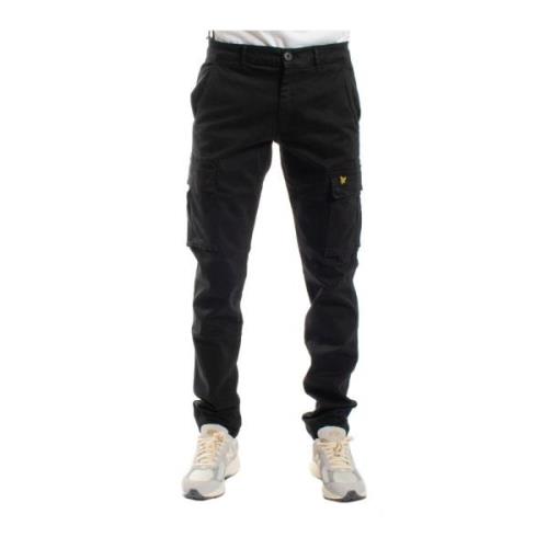 Lyle & Scott Cargo Stil Bomullstwill Byxor Black, Herr