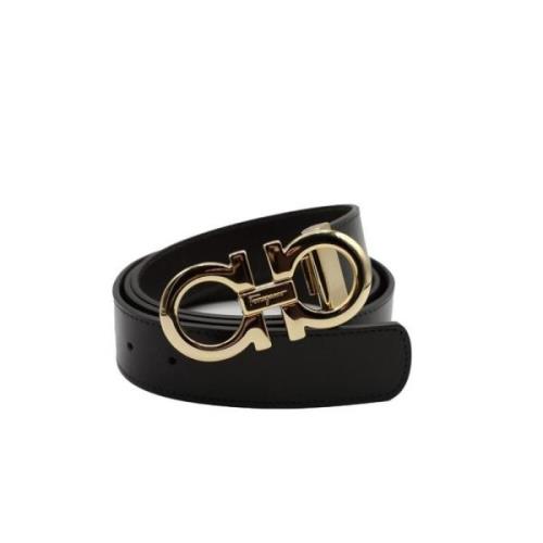 Salvatore Ferragamo Lyxig Reversibel Läderbälte Black, Unisex