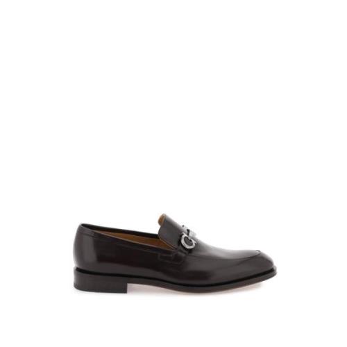 Salvatore Ferragamo Borstad läder Gancini Moccasins Brown, Herr