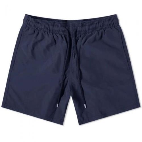 Vilebrequin Klassiska enfärgade marinblå badshorts Blue, Herr