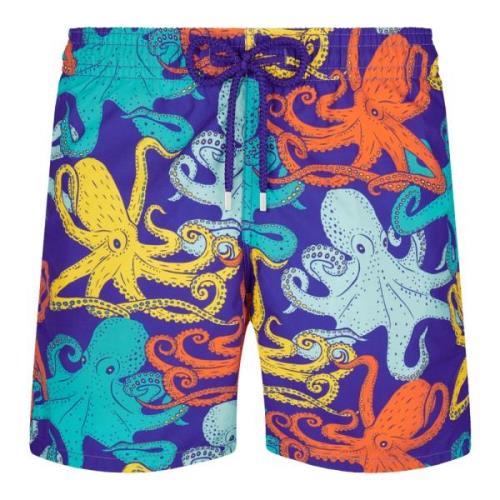 Vilebrequin Octopussy Purple Blue Badshorts Blue, Herr