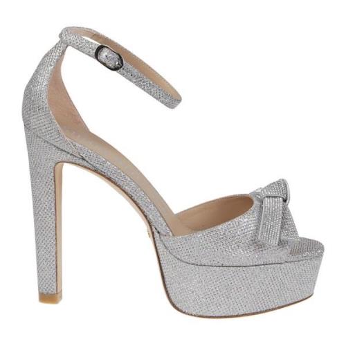 Stuart Weitzman Crystal DiscoPlatform Mega Bow Sandaler Gray, Dam