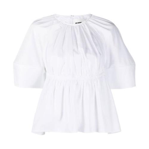 Jil Sander Vit Peplum Midja Cut-Out Top White, Dam