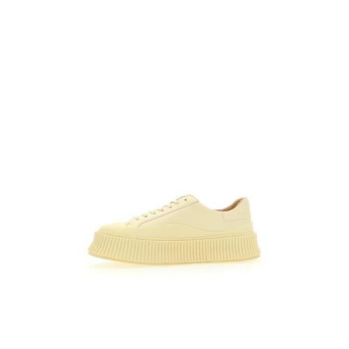 Jil Sander Vit. Agnellato 999 N Sneakers Beige, Dam