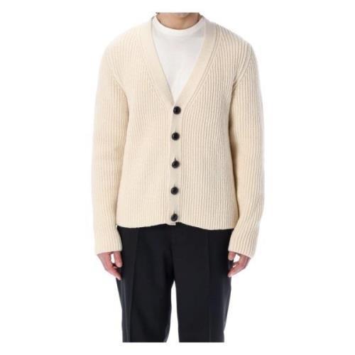 Jil Sander Mu751012Y21118 Stickad Tröja Cardigan Beige, Herr