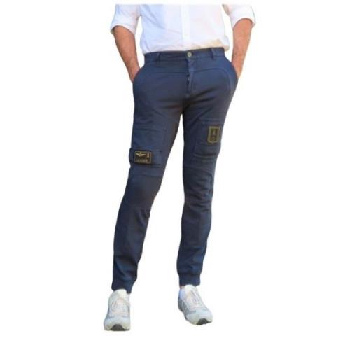 Aeronautica Militare Bomulls Joggingbyxor med Anti-G Fickor Blue, Herr