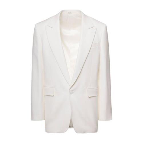 Alexander McQueen Vit Ullblazer medotched Revers White, Herr