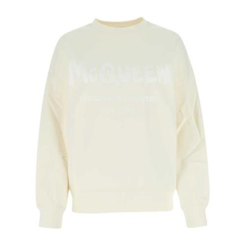 Alexander McQueen Elfenben Bomull Oversized Sweatshirt White, Dam