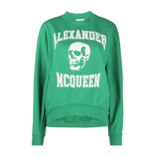 Alexander McQueen Grön Tröja med Tryckt Framstycke Green, Dam