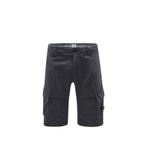 C.p. Company Marinblå Bomullslinne Cargo Shorts Blue, Herr