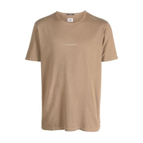 C.p. Company Grå T-shirt med Logotryck Brown, Herr