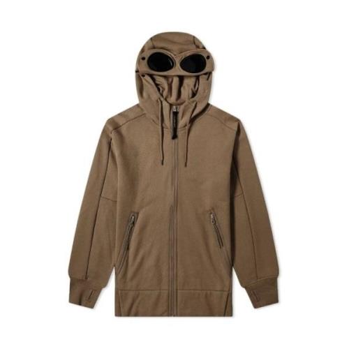 C.p. Company Diagonal upphöjd fleece goggle huvtröja Brown, Herr