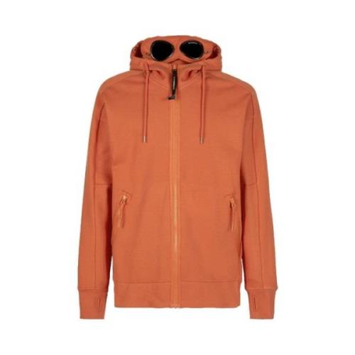 C.p. Company Diagonal Fleece Goggle Hoodie Orange, Herr