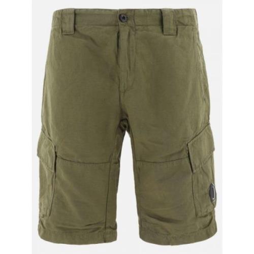 C.p. Company Cargo Shorts i Grön Bomull Linne Blandning Green, Herr