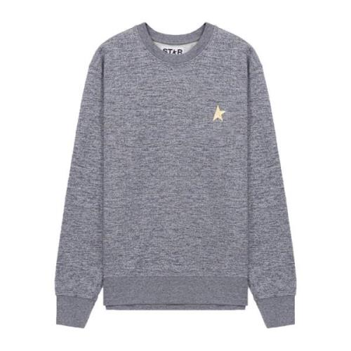 Golden Goose Grå Mélange Crew-Neck Sweatshirt med Guld Stjärna Gray, D...