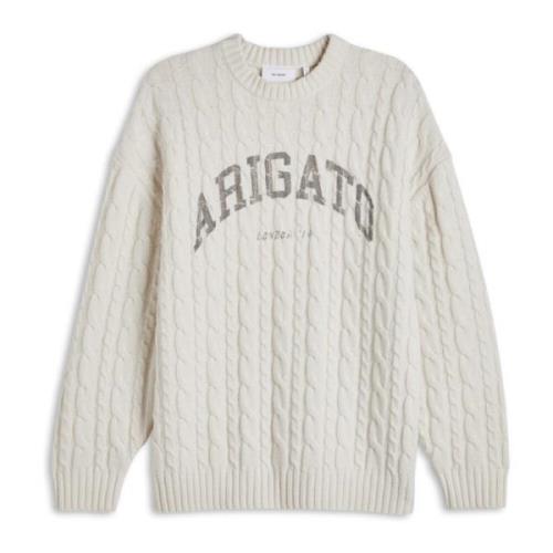 Axel Arigato Kabelstickad Crew-Neck Sweater Beige, Herr