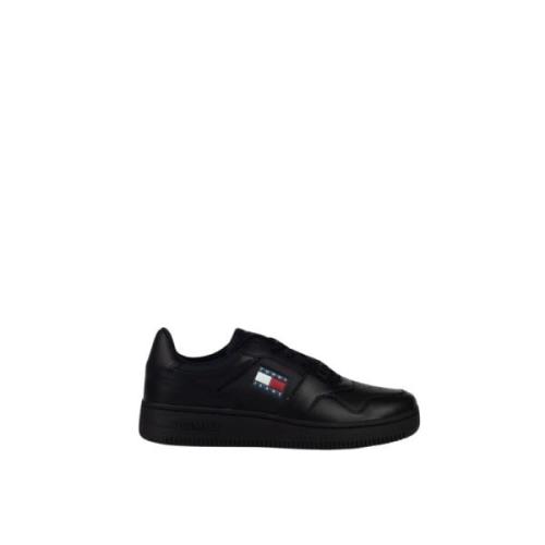 Tommy Jeans Retro Lädersneakers med Gummisula Black, Herr