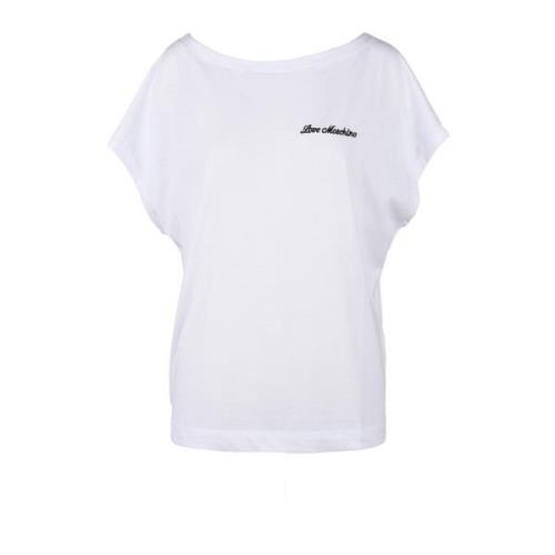 Love Moschino Stilren Vit Bomullst-shirt White, Dam