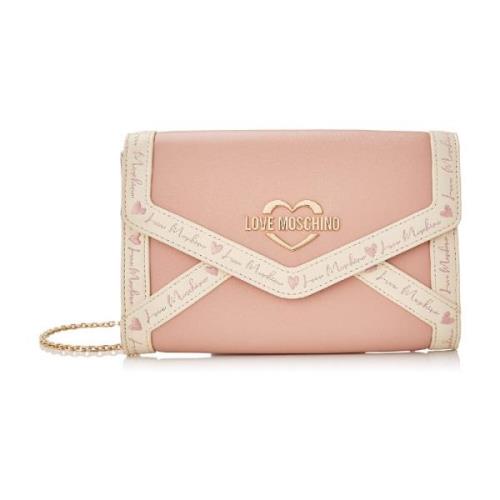 Love Moschino Elegant Axelväska med Ikoniskt Logotyp Pink, Dam