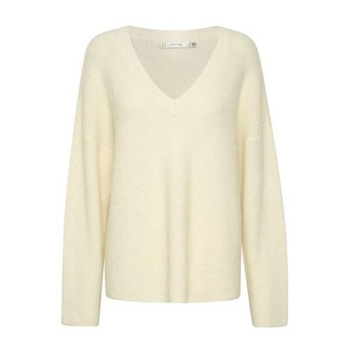 Gestuz Alphagz V-Pullover Noos Tröja Ivory Beige, Dam