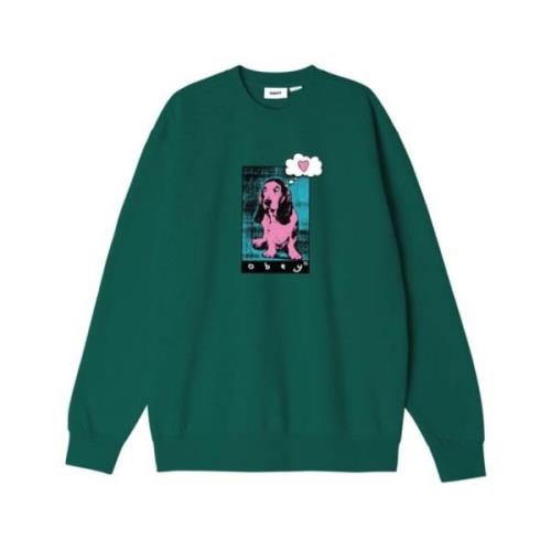 Obey Klassisk Crewneck Sweatshirt Green, Herr