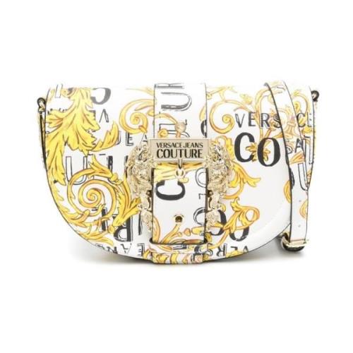 Versace Jeans Couture Logo Couture Print Crossbody Väska White, Dam