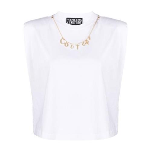 Versace Jeans Couture Ärmlös T-shirt med Logo-Charm White, Dam