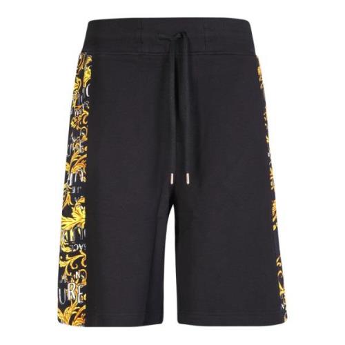 Versace Jeans Couture Svarta Bermuda Shorts med Barockmönster Black, H...