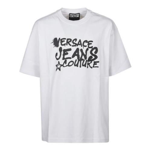 Versace Jeans Couture Vit Logo Dripping T-Shirt White, Herr