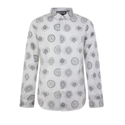 Versace Jeans Couture Herr All Over Logo Vit Skjorta - 50 White, Herr