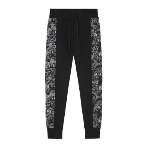 Versace Jeans Couture Svarta bomullssportbyxor för män Black, Herr