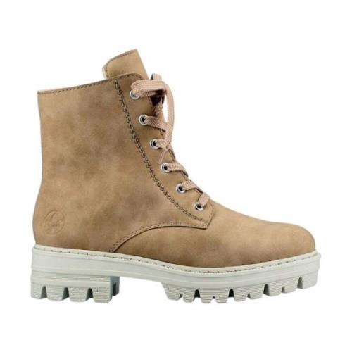 Rieker Beige Avslappnade Stängda Ankelboots Beige, Dam