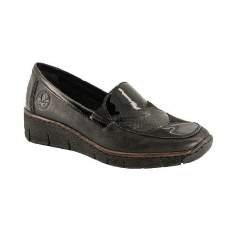 Rieker Stiliga Loafers med Elastisk Stängning och 37mm Klackhöjd Black...