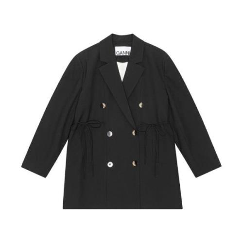 Ganni Oversized Melange Blazer Black, Dam