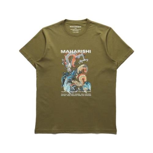 Maharishi Ekologisk T-shirt med Dubbla Drakar Green, Herr