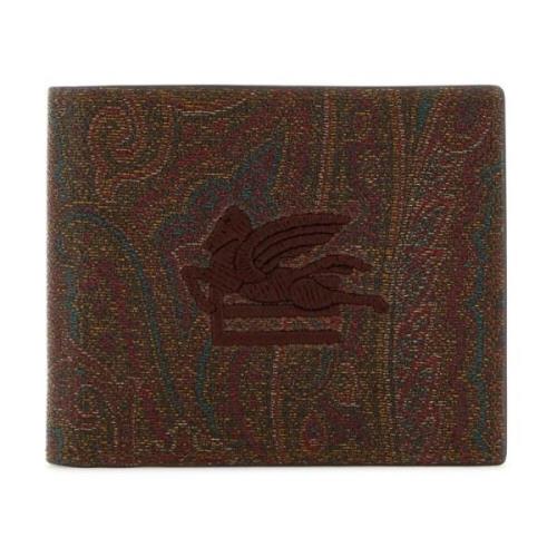Etro Broderad plånbok i syntetiskt läder Brown, Dam