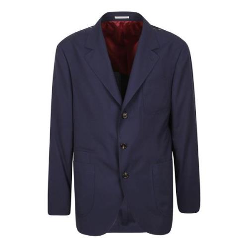 Brunello Cucinelli Lyxig Ull Sidenjacka Blue, Herr