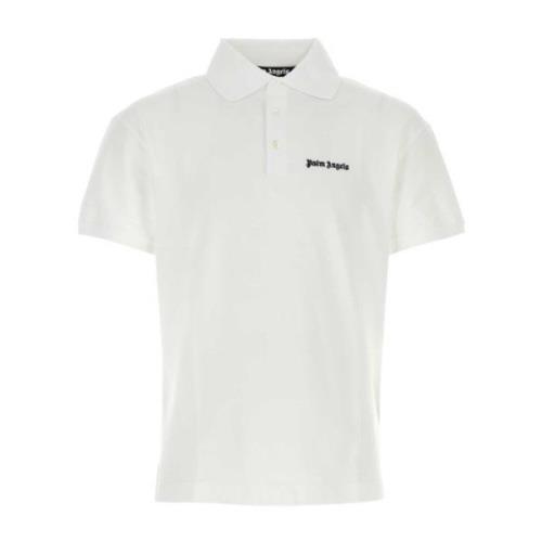 Palm Angels Vit Piquet Polo Shirt - Klassisk Stil White, Herr